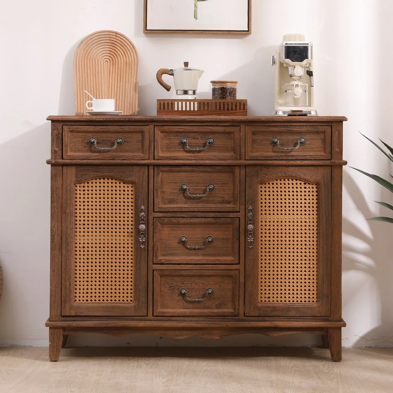 

American retro side cabinet simple restaurant space saving storage sideboard living room mobiletto da cucina Wooden furniture