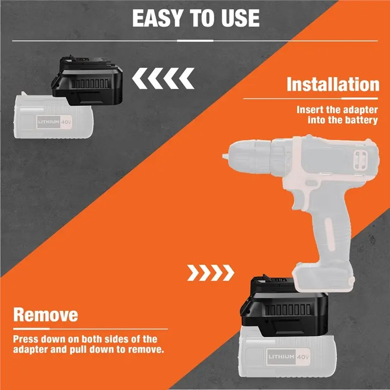 Adattatore batteria Y42A per batteria al litio Black And Decker 40V Converti in lavoro per utensile elettrico a batteria Black And Decker 20V