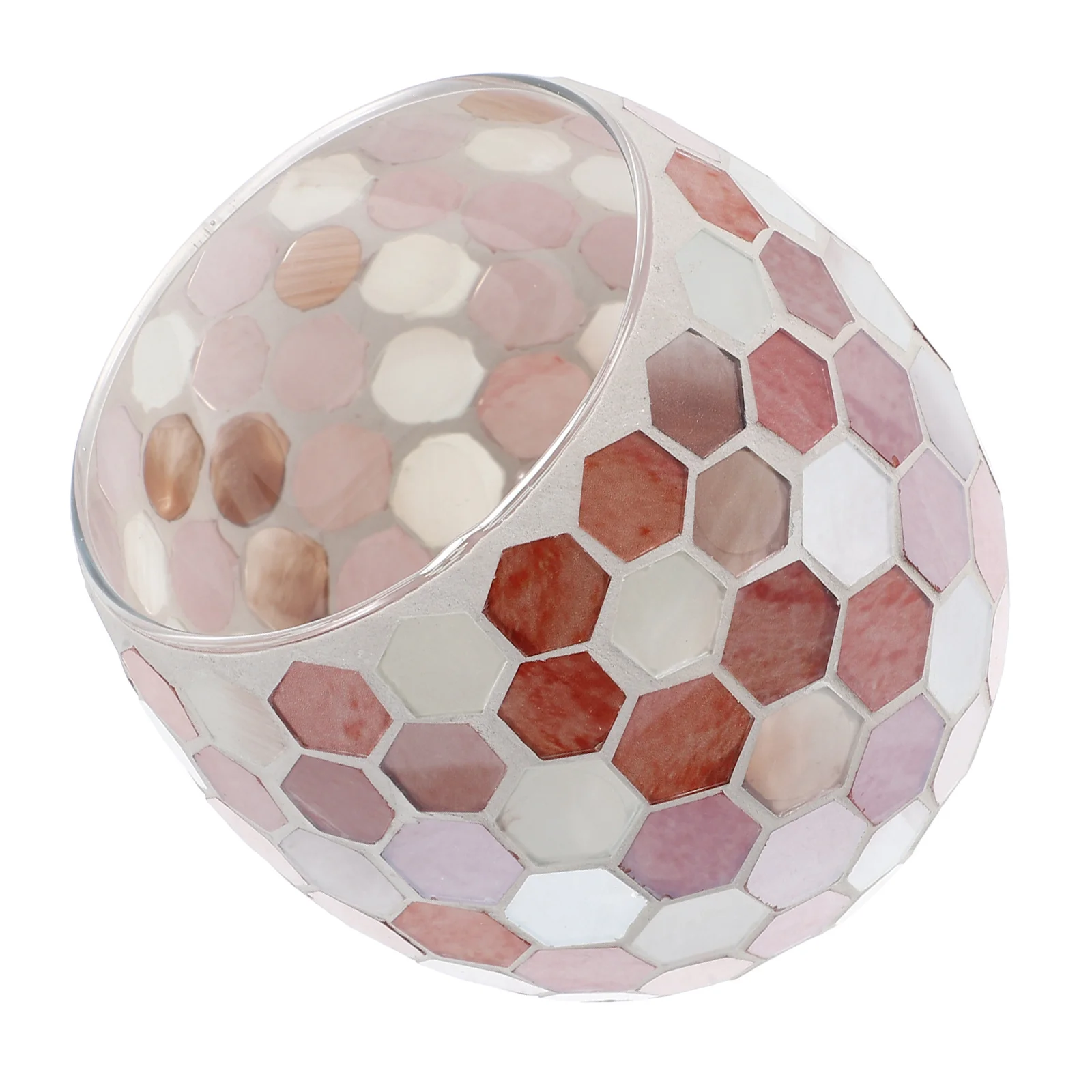 

Glass Shell Candleholder Mosaic Pattern Decorative Candlestick for Tabletop Room Decor Creative Stand Gift