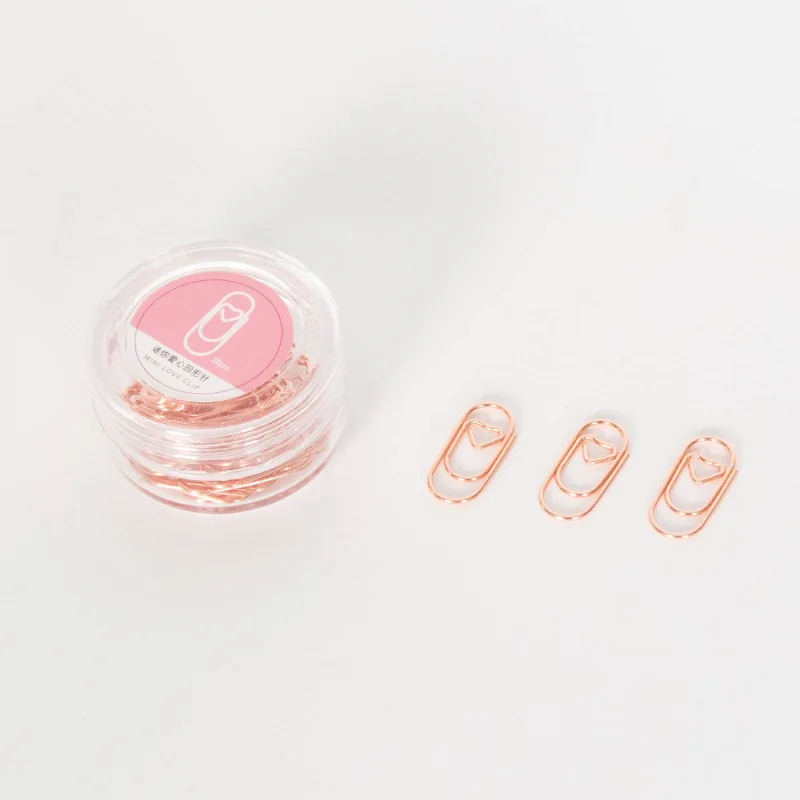 30Pcs Kleine Papier Clips Liefde Hart Paperclips Rvs In Blik Papier Clips Houder Kantoor School Home Desk Organizer