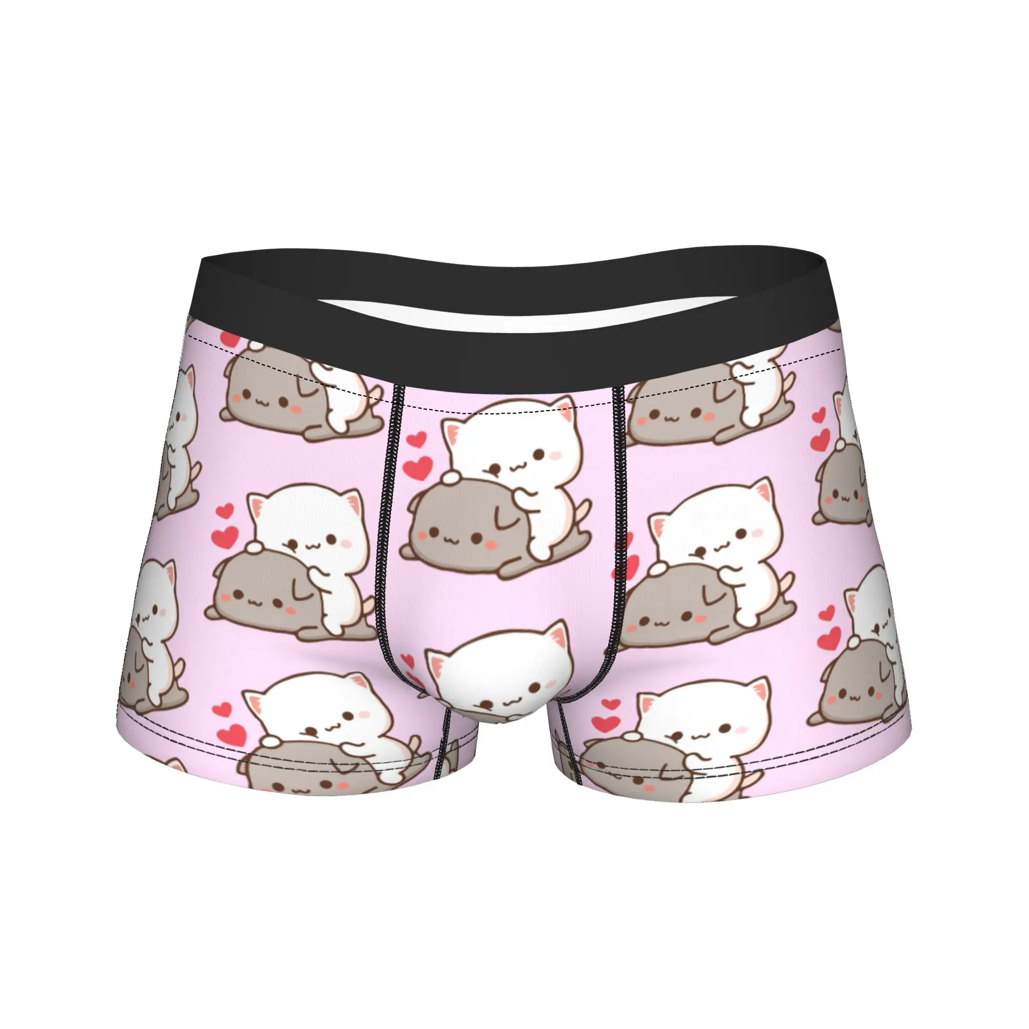 Herren-Unterwäsche von Peach and Goma, süße Mochi-Peach-Katze, lustige Boxershorts, Shorts, Höschen, weiche Unterhose für Männer, Übergröße