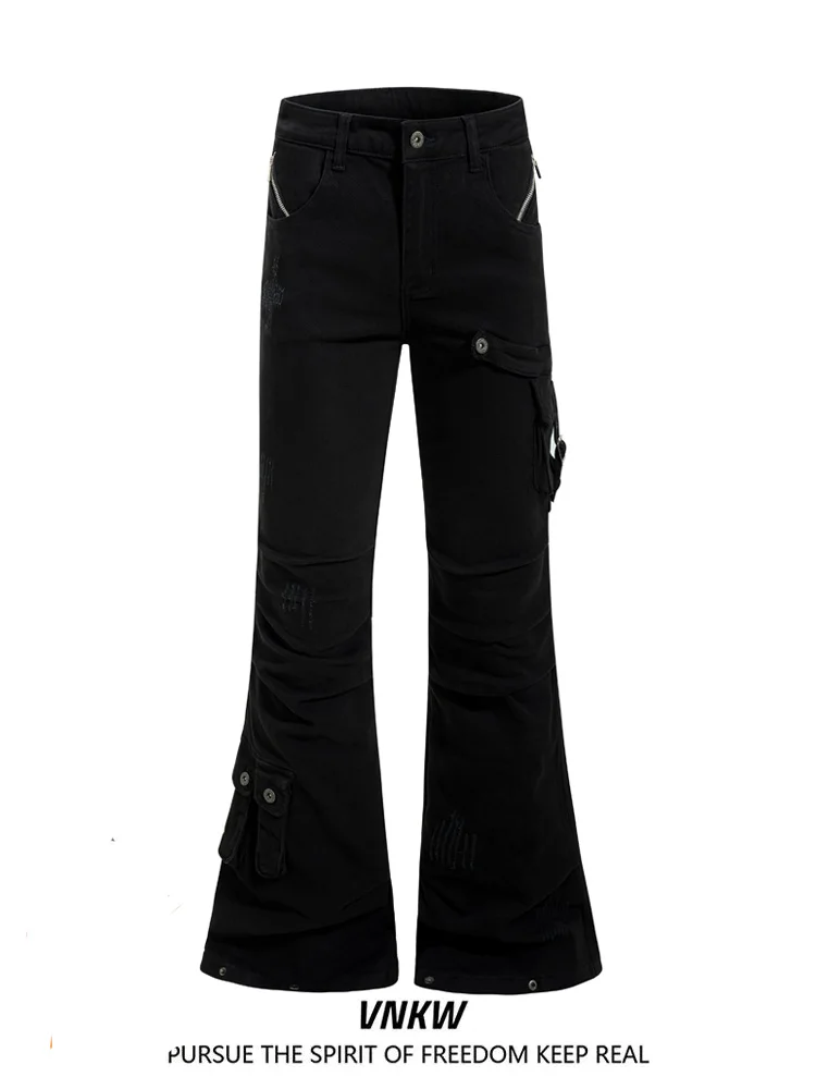 

Джинсы-клеш свободного кроя в американском стиле High Street, прямые повседневные брюки, не облегающие, в стиле рабочей одежды