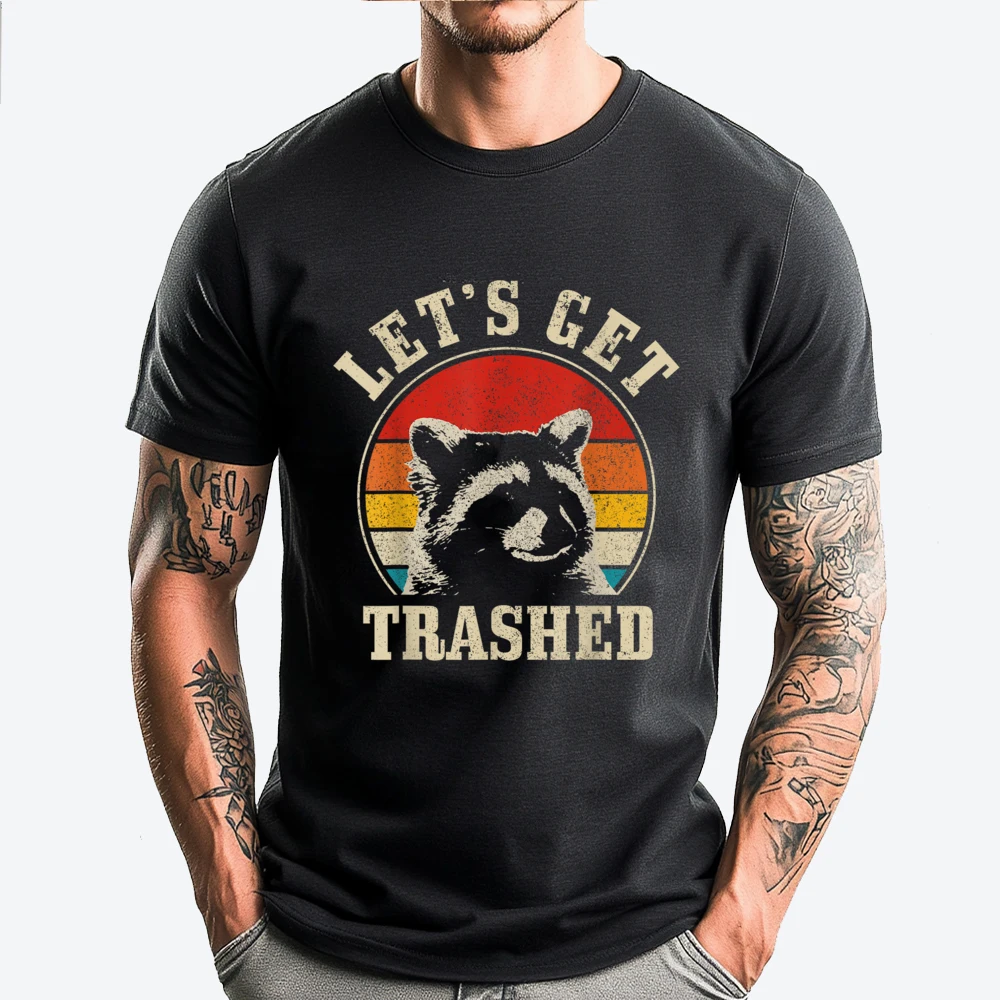 

Raccoon Let's Get Trashed Vintage Retro Racoon Funny Funny Shirt T Shirts For Men Party
