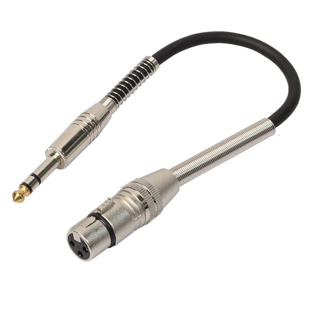 Bochara 30cm 6.5mm Stereo Jack Male to XLR Female Microphone Mixer Converter Audio Cable Foil+Braided Shielded