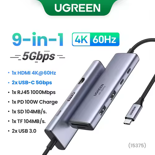 UGREEN Dual HDMI USB-C HUB 8K 4K HDMI Adapter 10 in 1 Splitter with RJ45 USB3.0 PD 100W Dock for MacBook Pro Air Laptop USB HUB - Image 18
