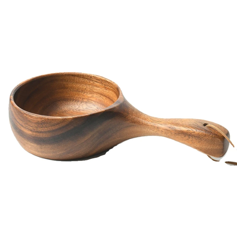 

Handle wooden bowl solid wood measuring spoon large scoop milk cup walnut salad eating and broadcasting tableware