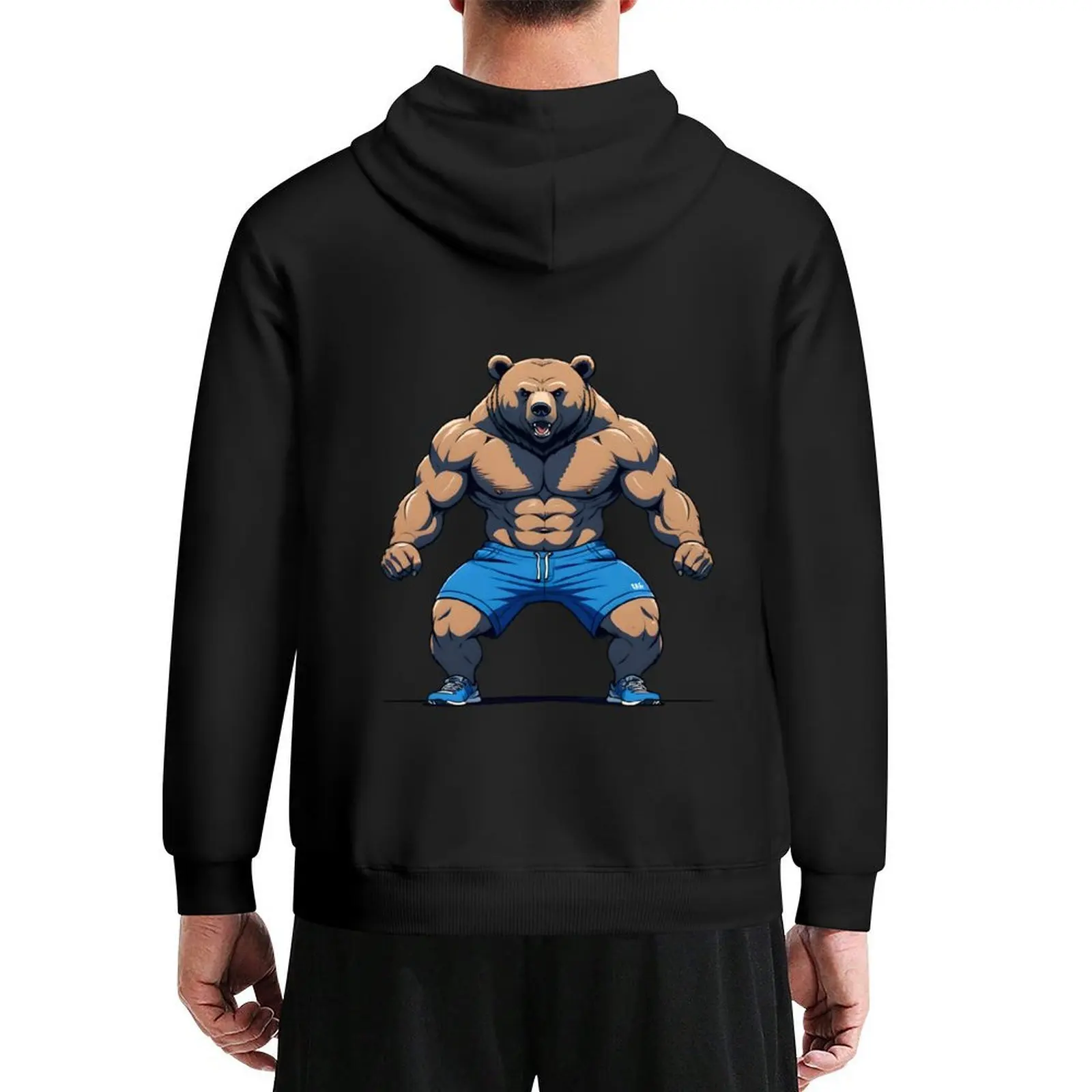 

Mighty Workout Bear Hoodie mens designer clothes men's clothing autumn clothes graphic t shirts men men's hoodies