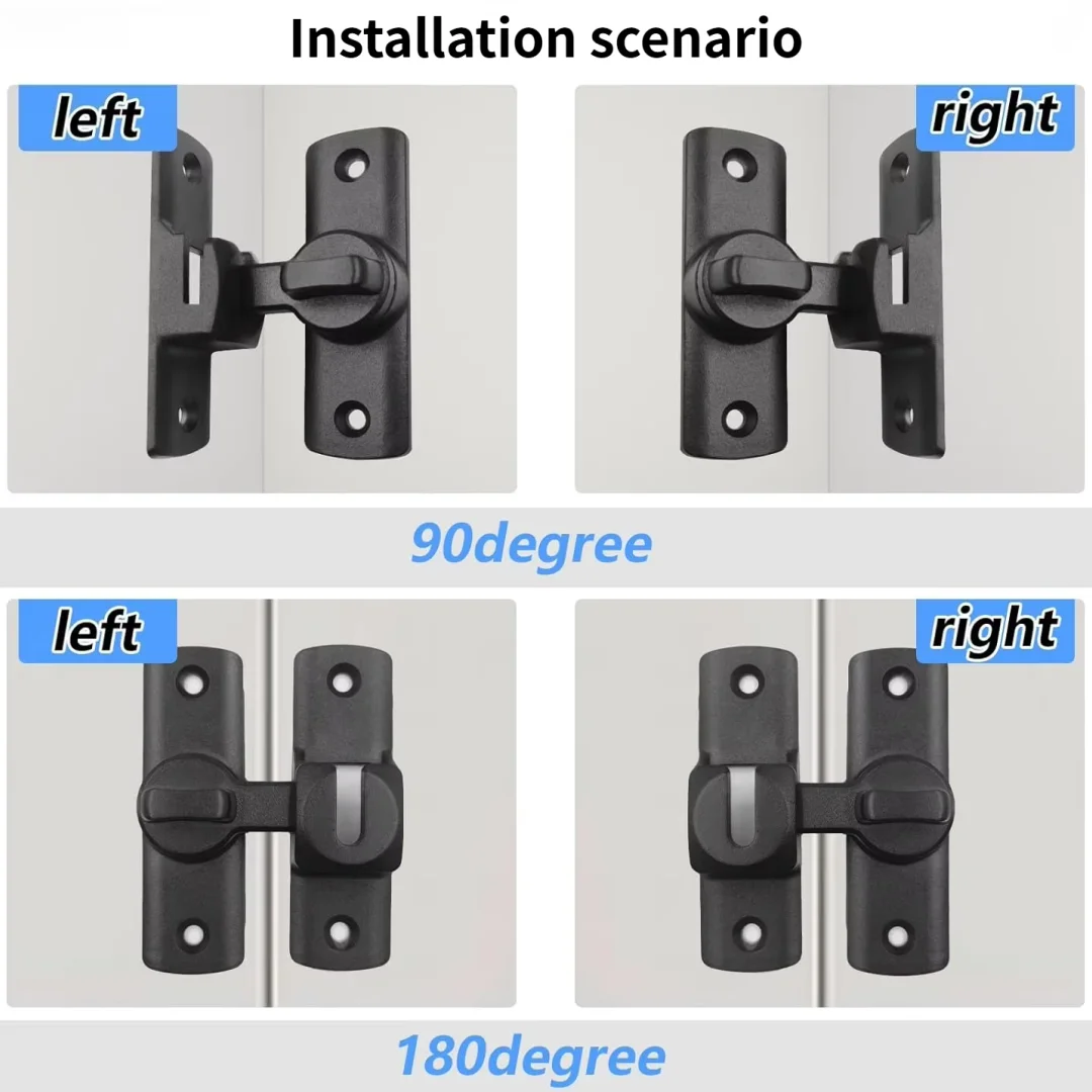 Heavy duty 90 degree and 180 degree barn door locks, suitable for door locks, gardens, bathrooms, garages, windows, outdoor use