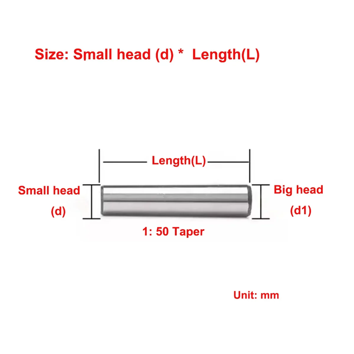 Quenched Solid Conical Pin 45 # Steel  1:50 Taper Positioning Pin M10 M12 M14 M16