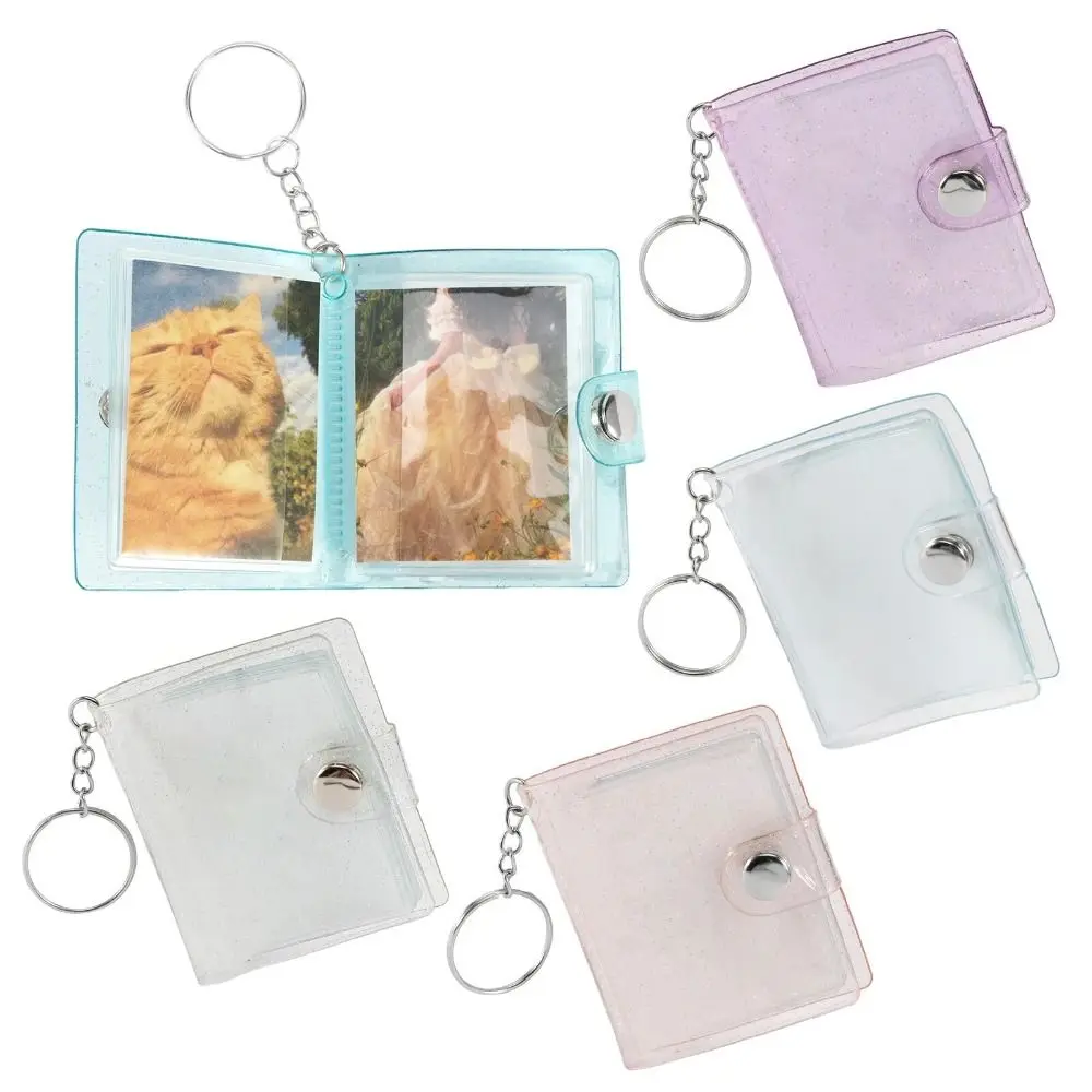 Creative Snap Button Design Mini Photo Album With Keychain DIY Simple Portable Pocket Album For Couple Commemoration