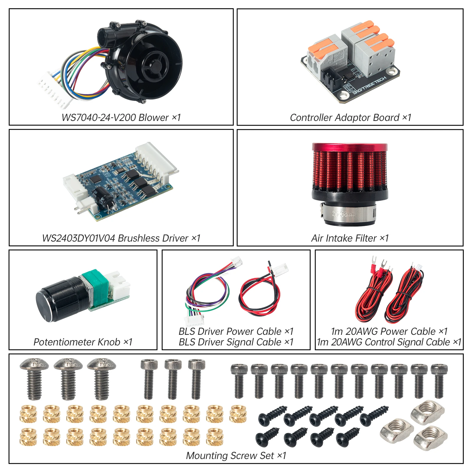 BIGTREETECH-Kit Turbo Universal WS7040 24V 7040, ventilador con filtro de aire para ventilador de CC Voron2.4 VzBot, piezas de refrigeración de