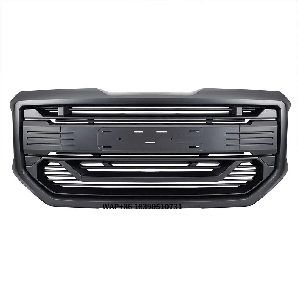 

Matte Black Front Armor Style Grille Bumper Grill car grills With Emblem Hole For 2016 2017 2018 GMC Sierra 1500 NEW Plastic
