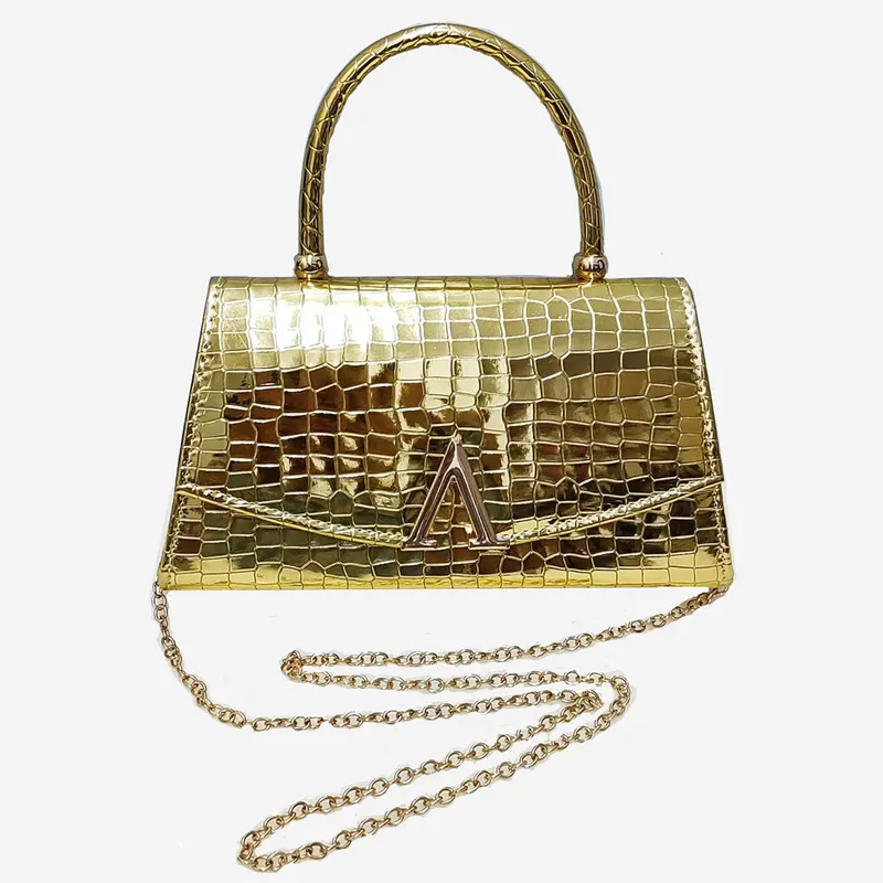 2024 Luxury Designer Alligator Pattern Women's Glitter Evening Bag Party Clutches Wedding Prom Top handle Handbags