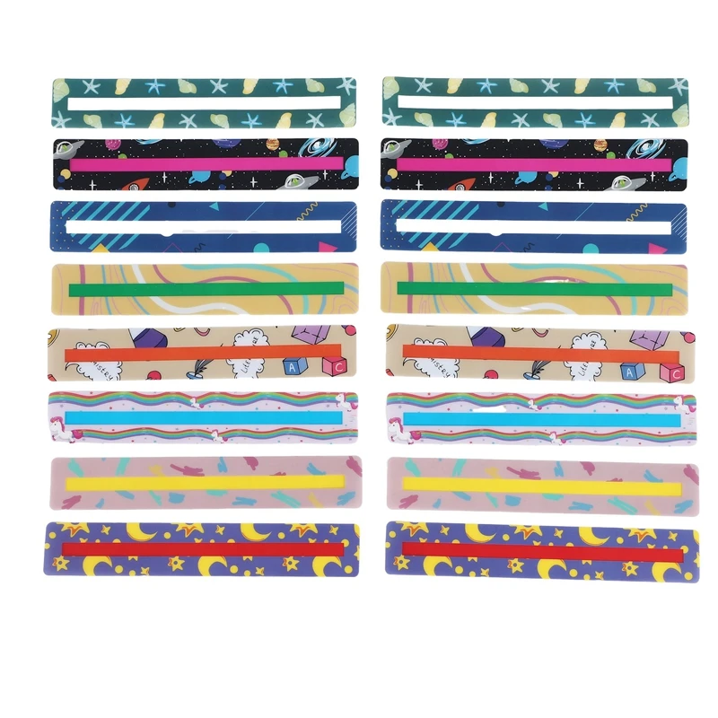 

A017-16 Pieces Guided Reading Strips Sentence Strips For Kids Overcoming Dyslexia Colored Highlighter Bookmarks (Cute Style)