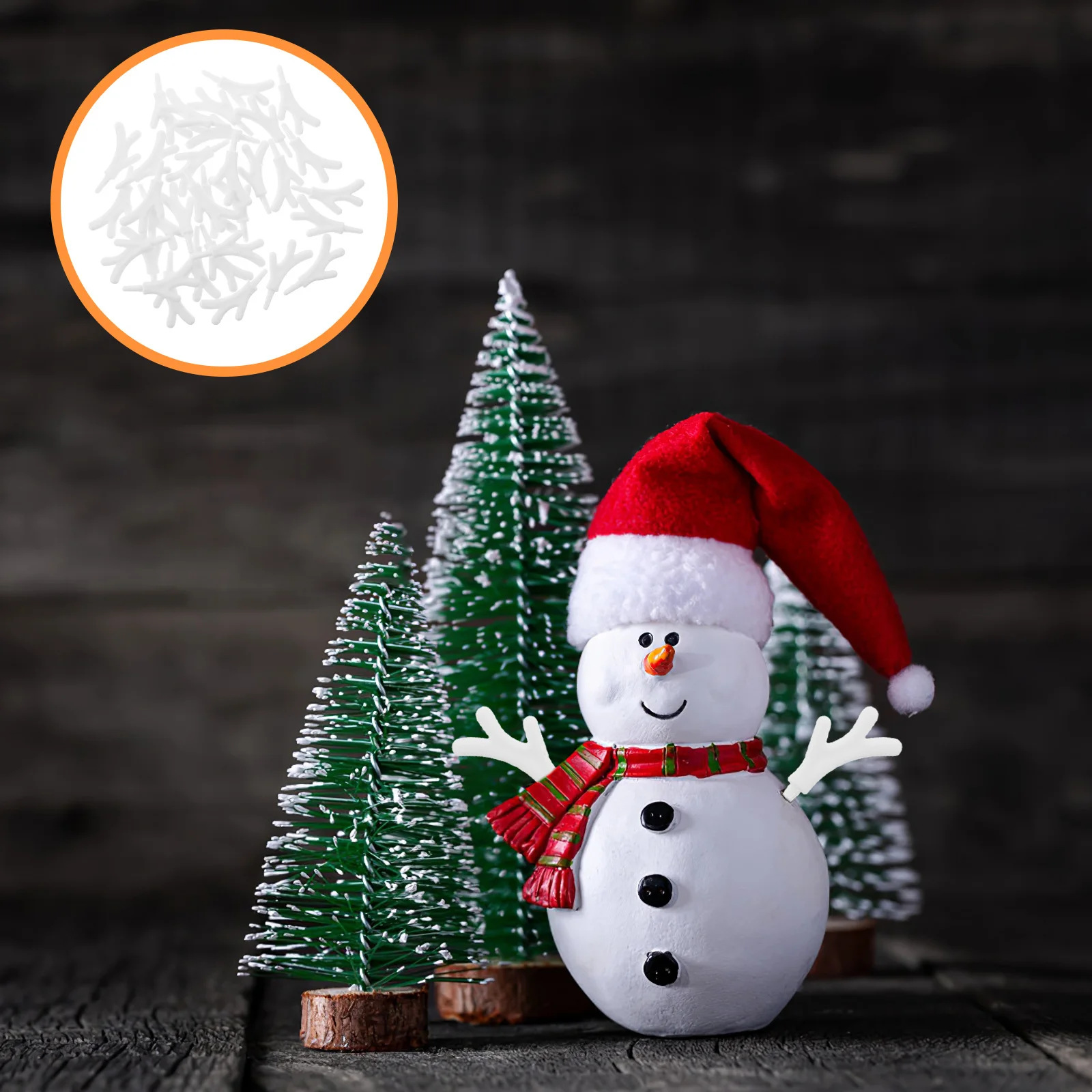 

100 PCS Holiday Plastic Snowman Hand Accessories Craft Antlers Outdoor Branches White