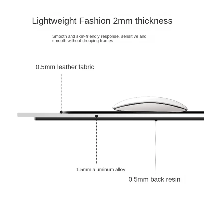 30x24cm Aluminum Alloy Gaming Mouse Pad with Metal PU Leather Surface Hard Anti-Slip Mat Clear Print for Computer Mouse