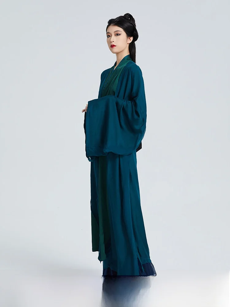 

Весенне-летняя женская повседневная одежда в стиле Ханьфу: длинная прямая юбка с воротником в стиле династии Сун, оригинальный национальный стиль Цинь.