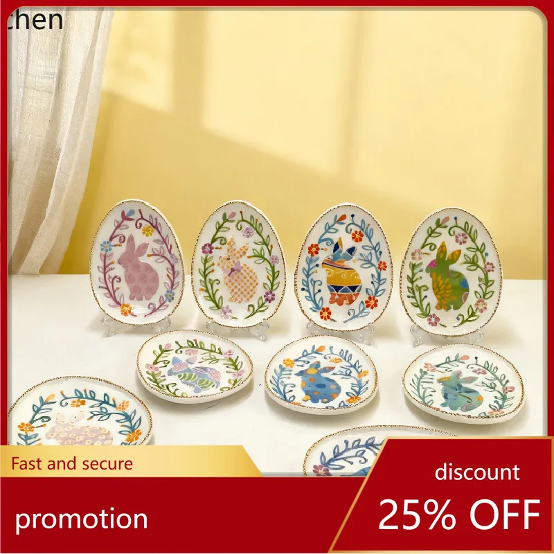 Hxl easter bunny tray ceramic entryway decorations ornament wax candle holder