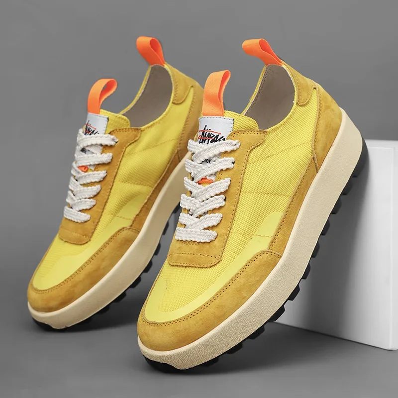 

Luxury Men Board Shoes Summer Mesh Breathable Comfort Casual Shoes Anti Slip Wear-resistant Height Increasing Outdoor Run Shoes