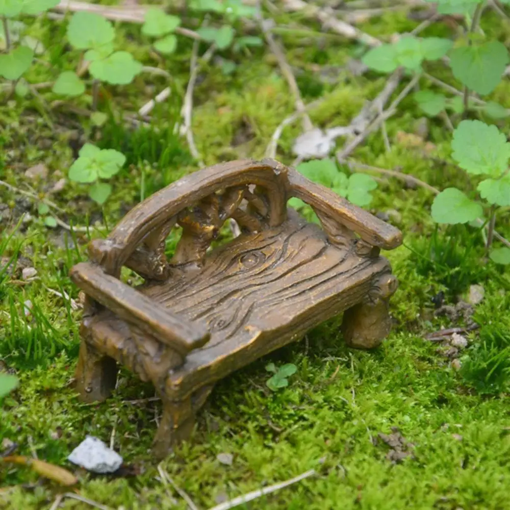 Dollhouse Decor Mini Resin Fairy Garden Lawn Chairs Set Furniture Figurines Park Seat Ornaments Bench Miniature