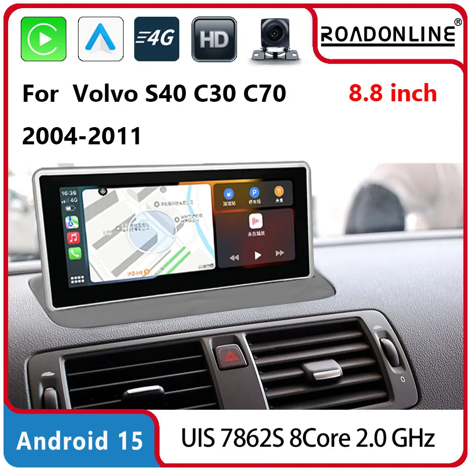 

For Volvo C30 S40 C70 2004-2011 8.8inch 1920*72 Android 15 8Core 8+256G Car Multimedia Player Stereo Radio Car radio with screen