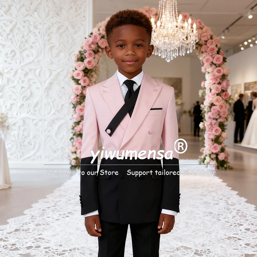 Designer Boy Suits For Wedding 2 Pieces Sets Spliced Children Blazers Customized Children Formal Party Tuxedos Kids Celebration