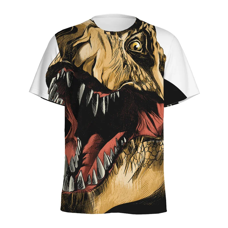 

Cartoon Dinosaur 3d Printed T Shirt Men Tyrannosaurus Animal Pattern T-shirt Summer Short Sleeves Kids Round Neck Tee Shirts