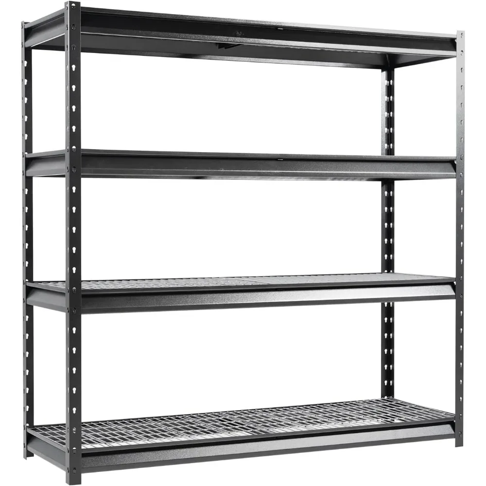 

The Atlas 72" W Heavy Duty Garage Shelving Load 8000 Lbs, 4 Tier Metal Storage Shelves, Adjustable Industrial Steel Rack for War