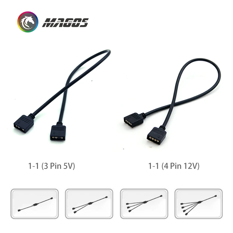 Divisor de sincronización de placa base RGB, 12V, 4 pines, RGB/5V, 3 pines, ARGB, HUB de sincronización, Cable de extensión de transferencia para M/B ASUS GIGABYTE MSI