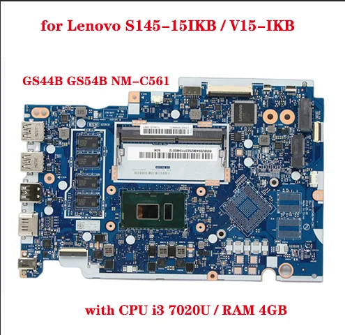 GS44B GS54B NM-C561 motherboard for Lenovo S145-15IKB V15-IKB S145 laptop motherboard with CPU i3 7020U RAM 4GB 100% test work