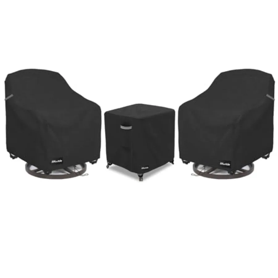 

3 Pieces Patio Bistro Sets Cover 600D Waterproof Heavy Duty Outdoor Furniture Covers with 2 Swivel Chair Covers and 1 Wicker Si