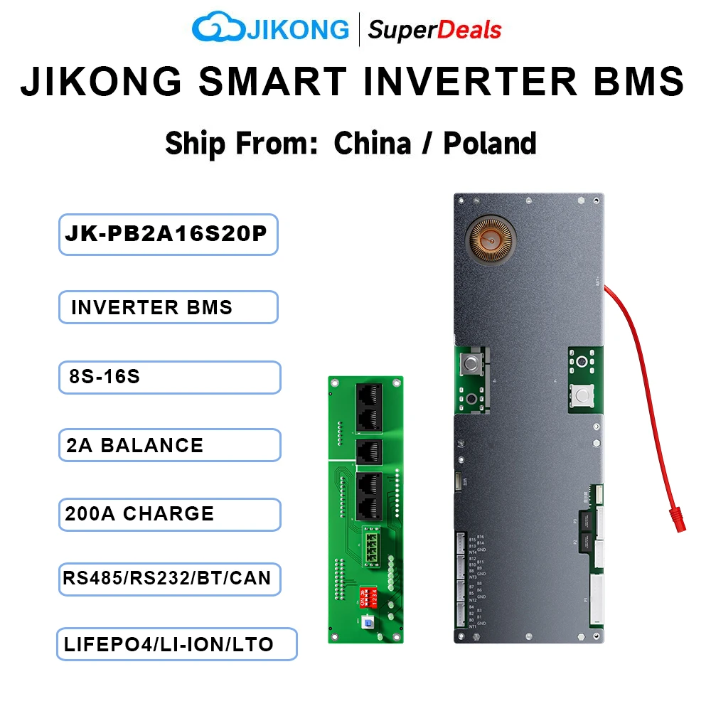 JKBMS Inverter BMS Family Energy Storage Board con corrente di bilanciamento attivo 8S 16S Lifepo4/li-ion/LTO per Smart Inverter