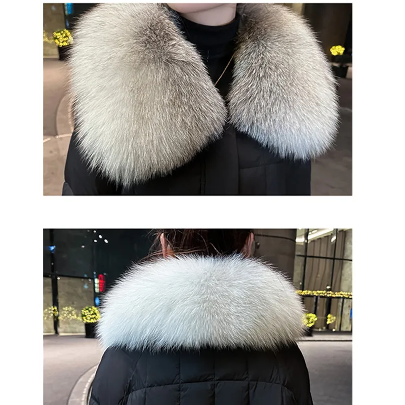 سترة نسائية بياقة من فراء الثعلب الحقيقي 95% من ريش الإوز الأبيض لشتاء 2025 النسخة الكورية الجديدة معطف فضفاض وسميك ودافئ معطف سترة #5