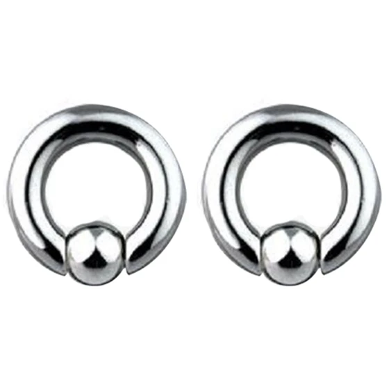 2 Pair Stainless Steel Captive Bead Ear Rings Hoop BCR Studs Piercing Jewelry Steel Color, 4G(5Mm)X16mm & 2G(6Mm)X16mm