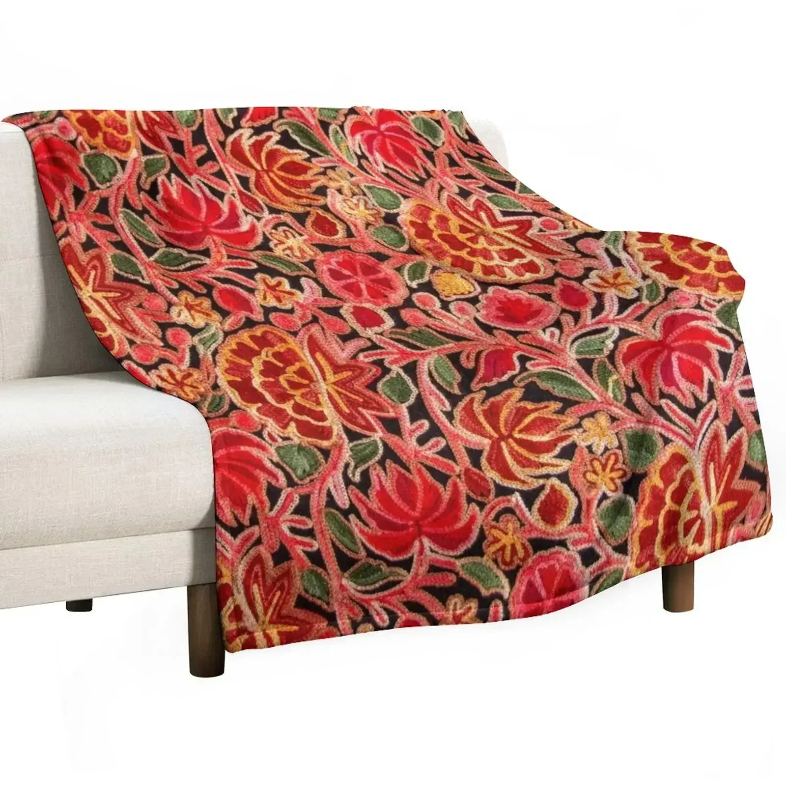 Gypsy Boho Floral Kashmir Embroidery Throw Blanket Thin manga Designers Beach for sofa Blankets