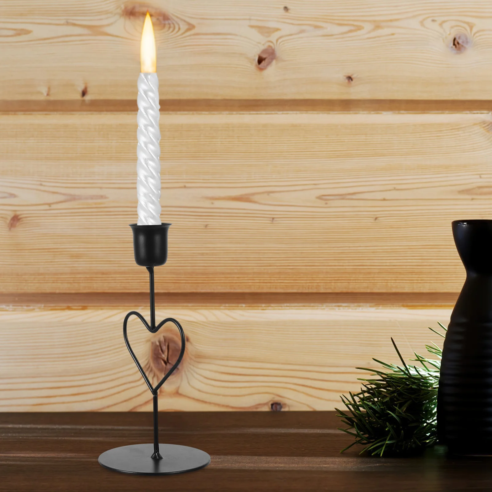 

Rustic Iron Heart Holder Vintage Hollow Romantic Stand Wedding Dining Table Centerpiece Decor Iron Candlestick