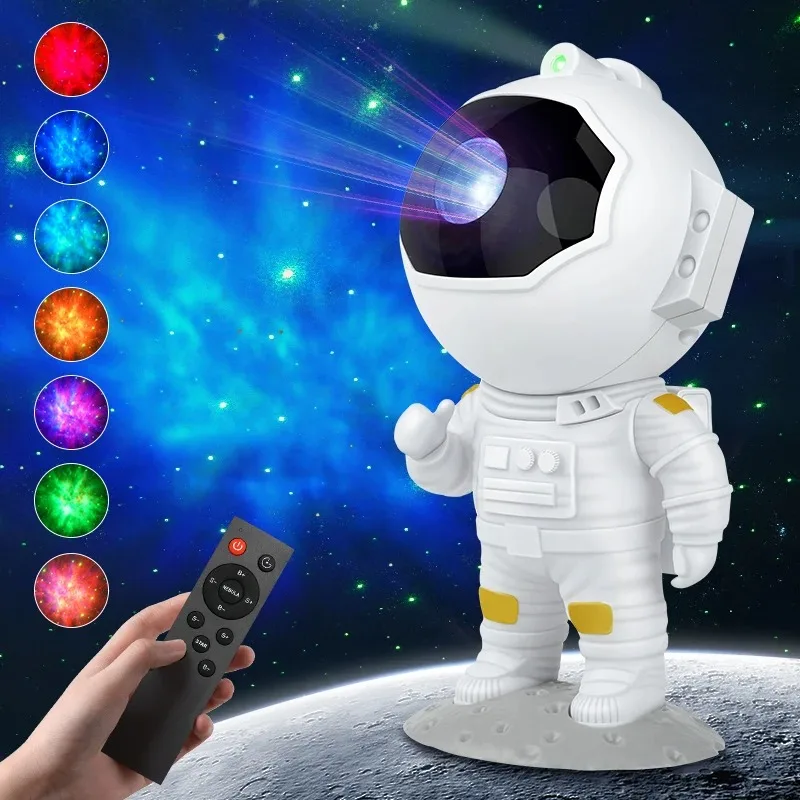 Astronaut Night Light Projector Galaxy Star Starry Nebula Projection Lamp With Remote 360° Adjustable for Kids Adults Gifts