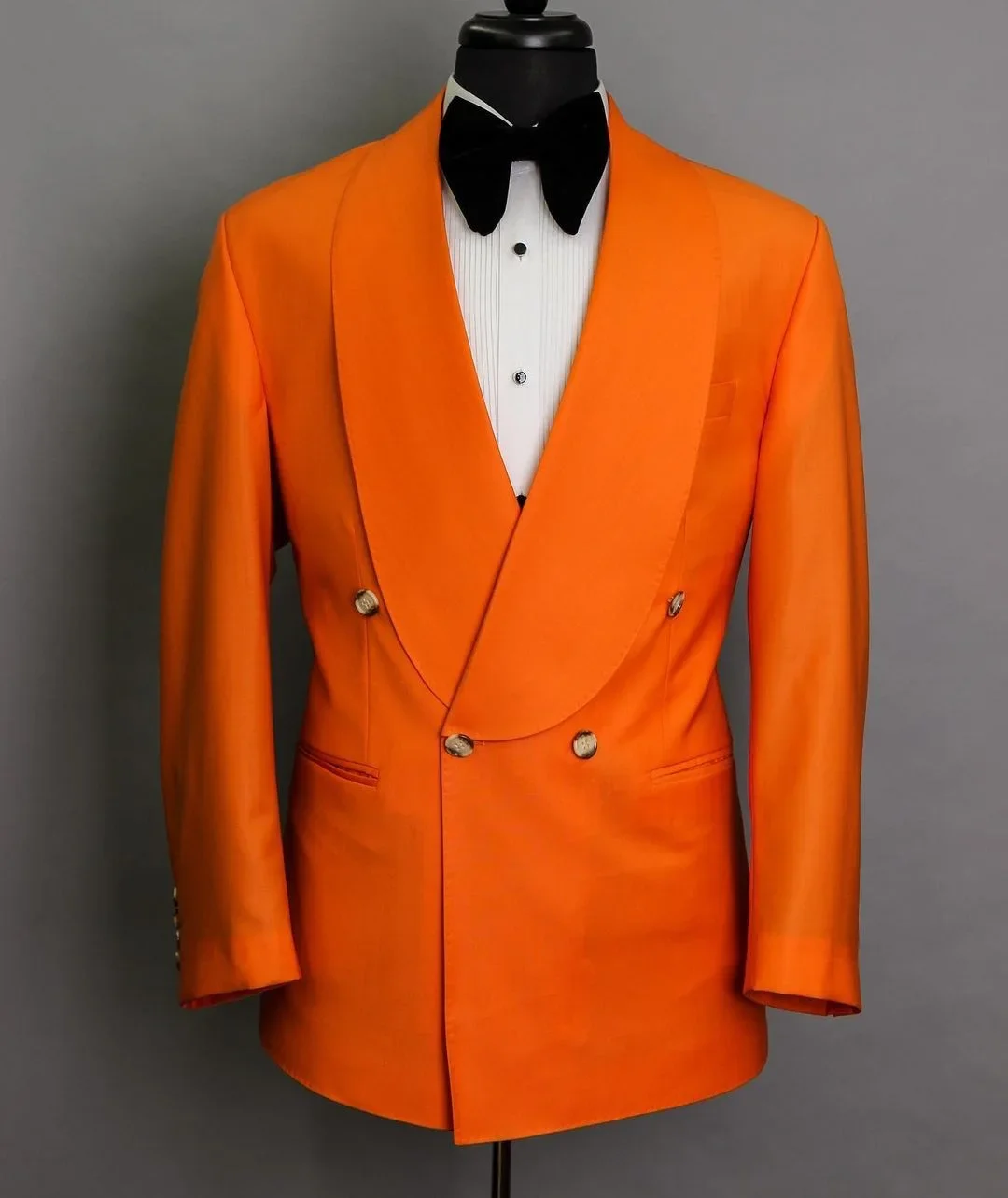 

Orange Formal Wedding Elegant Men Suit Groom Tuxedo Prom Double Breasted Slim Fit Blazers Shawl Lapel High Quality Custom Jacket