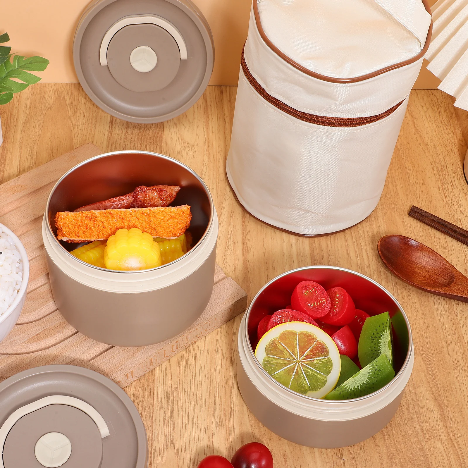 

1Set Stainless Steel Insulated Lunch Box Leakproof Thermal Portable Bento Food Container Large Capacity for Work School