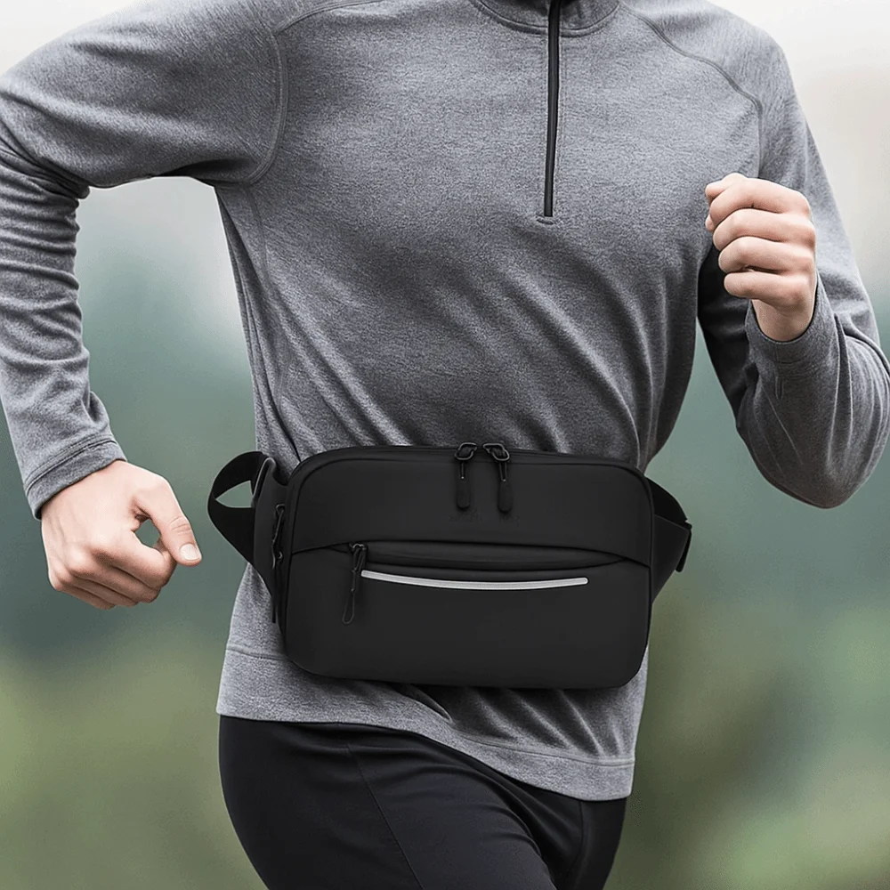 

Male Waterproof Shoulder Bag Expandable Multifunction Crossbody Sling Bag Simple Design Fashionable Fanny Pack Casual Wear
