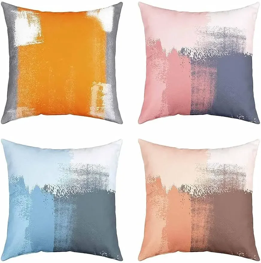 Abstract decorative throw pillowcase square cushion cover sofa bedroom art orange pink blue pillowcase 45x45 pillowcase