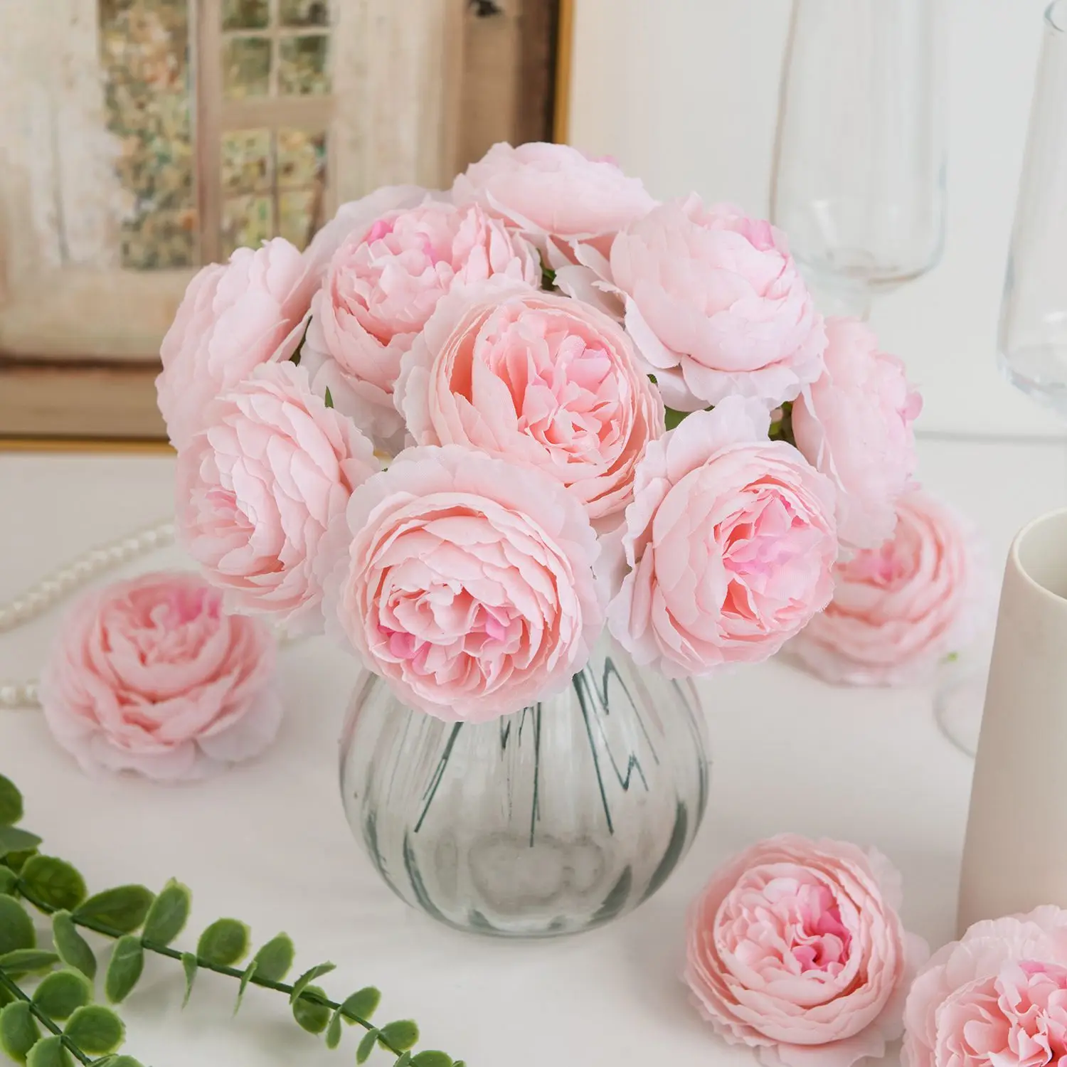 25/50 Stück Künstliche Blumen Seiden-Pfingstrosen-Kombination Hochzeits-Brautstrauß Heimdekoration Halloween-Deko Festival-Kranz DIY Geschenkbox – Detail 6