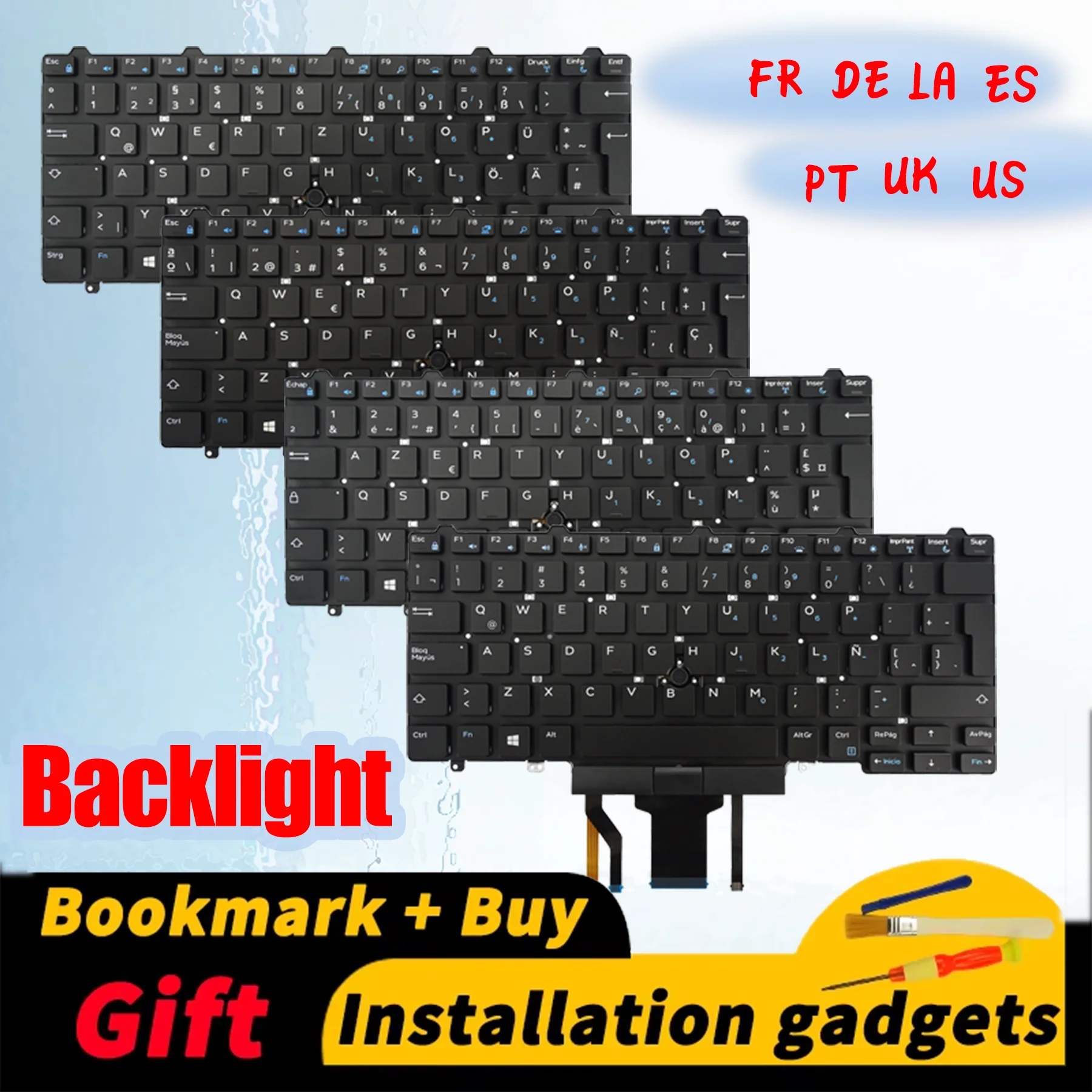 for DELL Latitude E5450 E5470 E5480 E7450 E7470 5480 5490 5488 7480 7490 5491 5495 Backlight Keyboard US DE ES FR LA PT UK