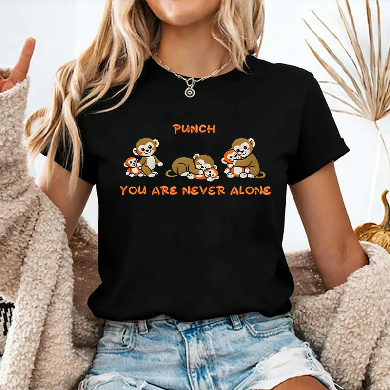 Camiseta Bordada 'Punch You Are Never Alone', Sudadera con Peluche de Mono, Regalo Confortable para Amigos, Sudadera Cuello Redondo para Amantes de los Animales