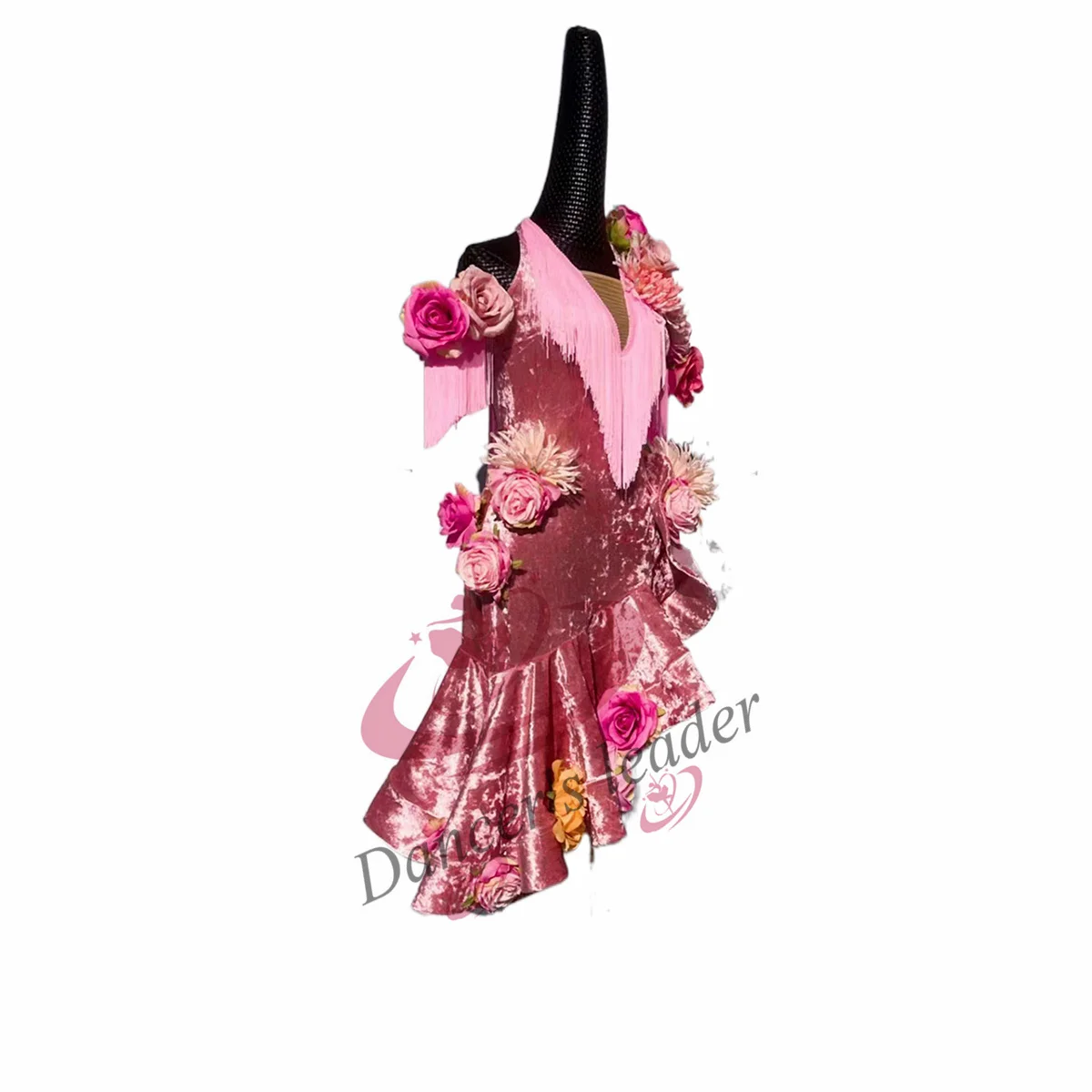 Latin Dance Dress High-end Custom Sleeveless Slim With Handmade Flower Tassel Cha Cha Tango Stage Professional Clothing