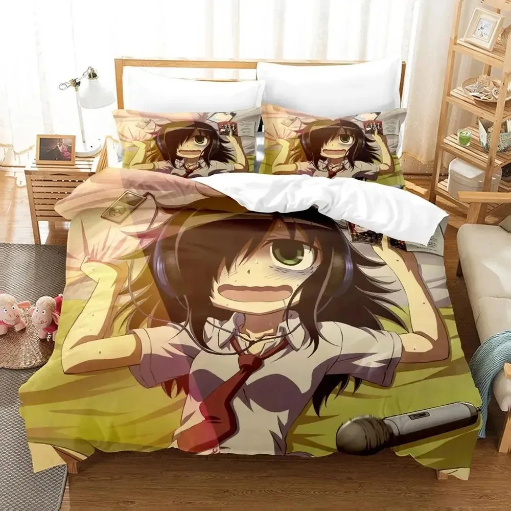 

Anime Tomoko Kuroki WataMote Comfortable Duvet Quilt Cover Pillowcase Bedding Set Children Bedroom Decoration Home Textile