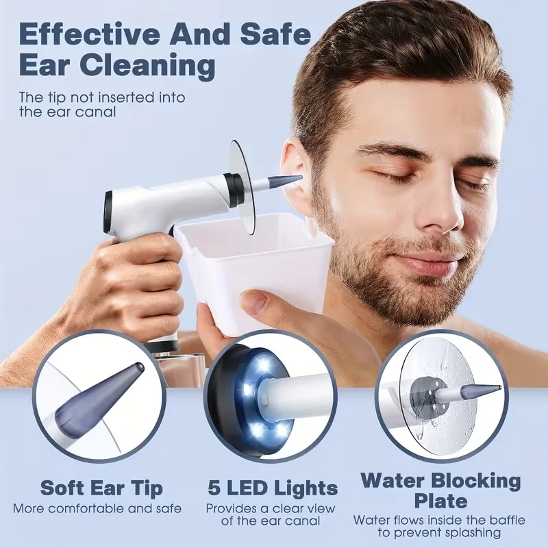 Electric Ear Wax Removal Kit with Soft Spray Safe and Effective Ear Cleaner with 4 Pressure Settings for Ear Wax Irrigation Tool
