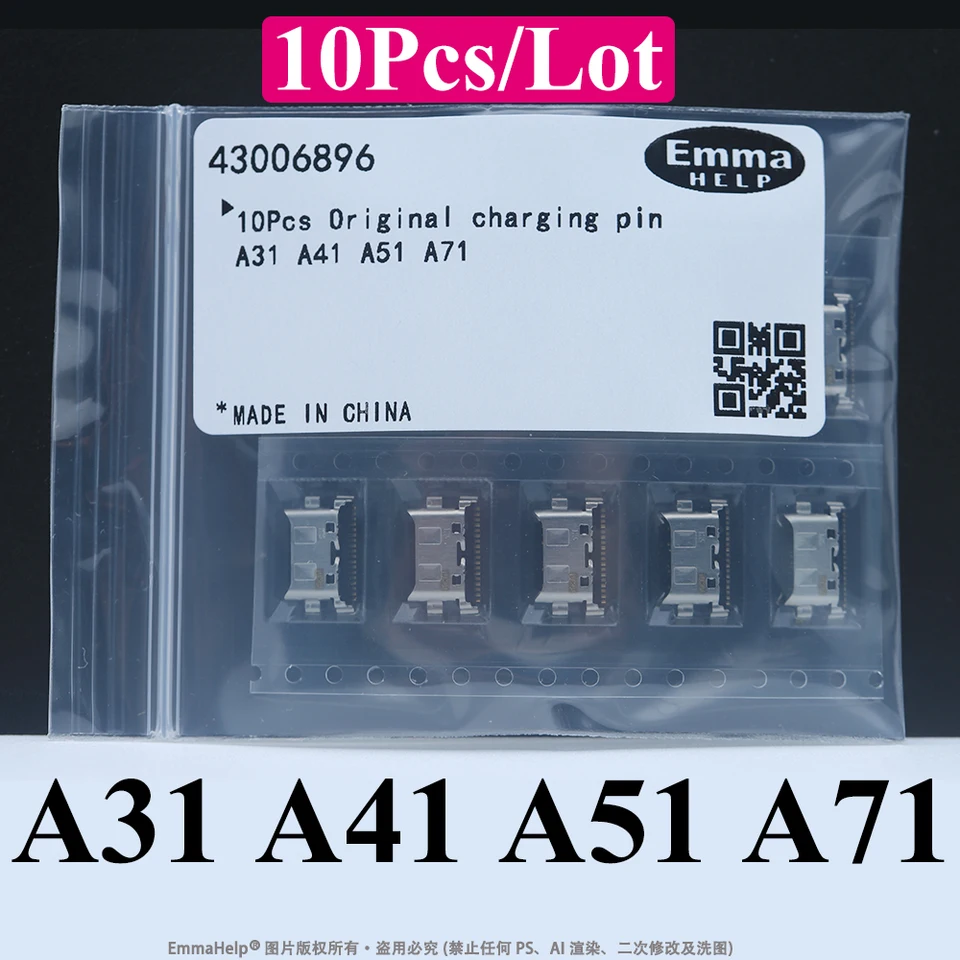 10 piezas de conector de puerto de carga USB original para Samsung A52 A72 A53 A35 A55 A33 A32 A23 A13 A34 A25 A52s A04 A05 A15 6