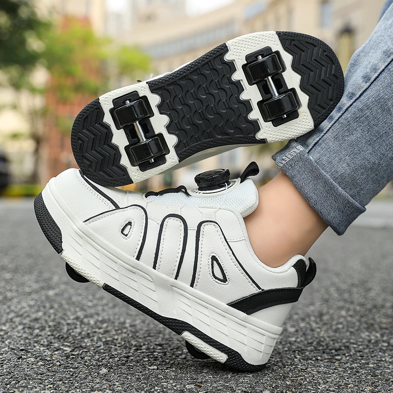 

New Cool and Detachable Automatic Four Wheel Roller Skating Shoes for Girls, High Beauty Skating Shoes for Boys
