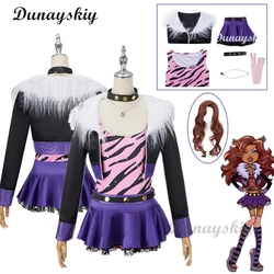 Monster High Clawdeen Wolf Cosplay Costume Wig Long Straight Movie Woman Performance Halloween Christmas Carnival Pearl Skirt